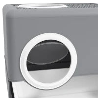 Lettiera per Gatti con Coperchio e Paletta, Doppio Ingresso e Vassoio Estraibile, 52x41x38.5 cm, Grigio