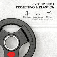 Set di Dischi Pesi 2x2.5 kg con Foro da 5 cm e 3 Impugnature, Acciaio con Rivestimento in Plastica, Nero