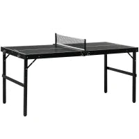 Tavolo Ping Pong Pieghevole con Maniglia da Trasporto, in Alluminio e Legno, 152x76x72 cm, Nero