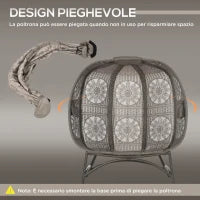 Lettino da Giardino 2 Posti con Copertura Decorata e Cuscino Spesso, 126x75x142 cm Marrone