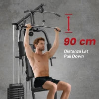 Stazione Fitness con Pesi da 45kg per Allenamento a Casa, 135x103x210cm, Nero