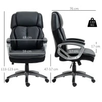 Poltrona da Ufficio Ergonomica con Poggiatesta, Altezza Regolabile e Dondolo, Sedia Girevole con Ruote, 68x76x117-125cm, Nero