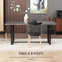 Tavolo da Pranzo Rettangolare Stile Industriale per 8 Persone, 180x90x75cm, Grigio e Nero