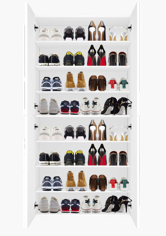 Scarpiera 4 ante L 81.2 x H 167.6 x P 39.2 cm 32 paia, colore bianco