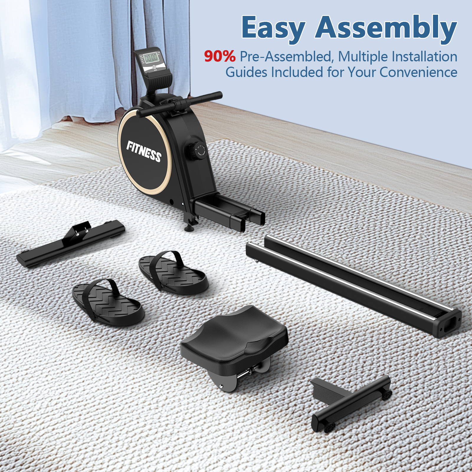 Vogatore per Casa Magnetico - RATTANTREE - Vogatori idraulico domestico, Bluetooth Vogatore Professionale per Casa, 16 Livelli di Resistenza, Carico Massimo 160 kg