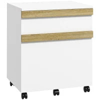 Mobile Caisson da ufficio a rotelle con 2 cassetti scorrevoli organizzatore per documenti 48 x 40 x 59,5 cm bianco