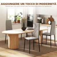 Set di 4 Sedie da Pranzo con Schienale Alto in Finta Pelle e Acciaio, 41x50x97cm, Grigio