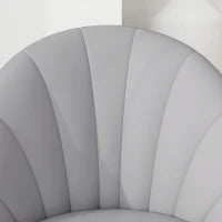 Set 2 Sedie da Pranzo in Pelle PU con Gambe in Metallo e Schienale a Conchiglia, Grigio Chiaro