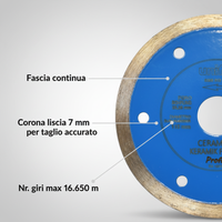Disco diamantato ceramica per taglio preciso di piastrelle Ø 115 x 1.6 mm