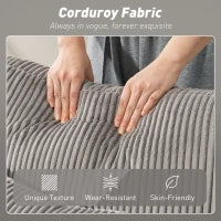 Divano Letto Moderno a U con 2 Chaise Longue e Vani Contenitore, Velluto a Coste, 282x140x86 cm, Grigio