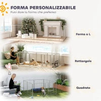 Recinto per Cani a 8 Pannelli Modulabili Pieghevole con Porta in Acciaio, Altezza 80 cm, Argento