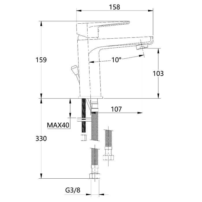 Coppia di miscelatore rubinetto bidet e miscelatore lavabo linea asia cromata