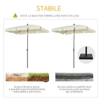 Ombrellone da Giardino Rettangolare 2x1.3 m con Inclinazione Regolabile e Palo in Alluminio, Beige e Nero