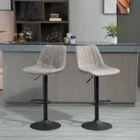 Set 2 Sgabelli da Bar con Schienale, Poggiapiedi e Altezza Regolabile Stile Industriale, Grigio