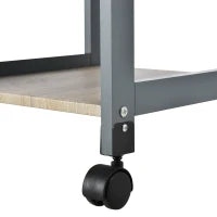 Carrello da Cucina Portavivande con Cassetto, 2 Ripiani e Vassoio Estraibile, 37x37x76cm, Grigio