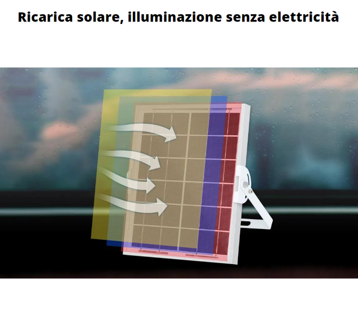Proiettore led solare 100 watt grigio monocristallino ip65 6500k