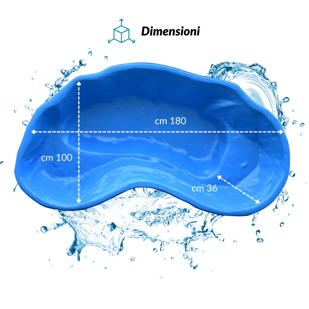 Laghetto da giardino nemi azzurro litri 270 da 180x100xh36