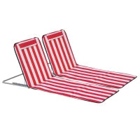 Set 2 Lettini Spiaggia Pieghevoli con Schienale Regolabile a 5 Livelli e Borsa, Rosso