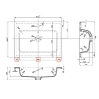Lavabo ad incasso mineral marmo colore grigio cenere mobile composizione bagno *** misure 61x46 cm, confezione 1