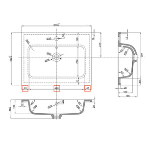 Lavabo ad incasso mineral marmo colore grigio cenere mobile composizione bagno *** misure 61x46 cm, confezione 1