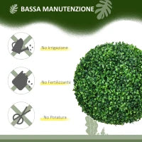 Set di 2 Piante Finte Sfera di Bosso Ø40cm, Decorazione per Interno ed Esterno, Verde