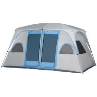 Tenda da Campeggio 4 Persone Impermeabile con 2 Stanze e Finestre a Rete, 400x275x210 cm, Grigia