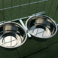 Porta ciotole per box cani regolabile in acciaio inox diametro ciotole 24 cm