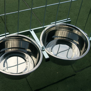 Porta ciotole per box cani regolabile in acciaio inox diametro ciotole 24 cm