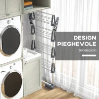 Stendino Verticale con 4 Ripiani Regolabili, in Acciaio e Plastica, 142x55x172 cm, Grigio e Argento