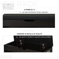 Scarpiera Salvaspazio da Ingresso Imbottita, Mobile da Ingresso con Scarpiera, con 3 Scomparti, Seduta in Pelle PU, per Soggiorno e Corridoio, 80x30x43 cm, Nero