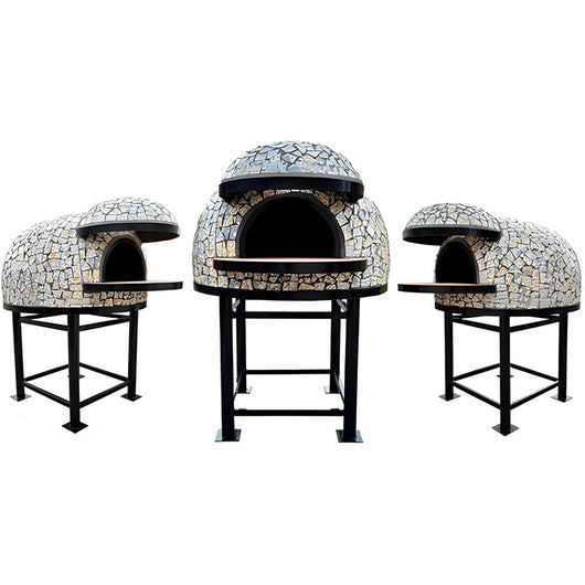 Forno legna artigianale mosaico linea vietri diametro 100 cm con base ferro
