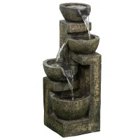 Fontana da gGardino d'Ornamento Zen con Portata Regolabile, Pompa ad Immersione Inclusa, 25L x 24l x 60H cm, Resina, Nero
