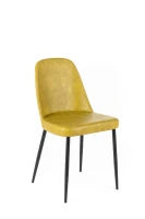 E-STYLO Sedia da pranzo in soft touch senape e gambe in metallo nero, 52cm X 45cm H. 85cm.