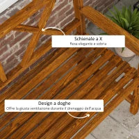 Panchina da Giardino 2 Posti in Legno con Ripiano e Braccioli, 125x58x88cm, Legno