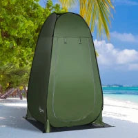 Tenda Doccia da Campeggio e Spiaggia con Porta a Cerniera e Borsa di Trasporto, 126x124x189 cm, Verde Scuro