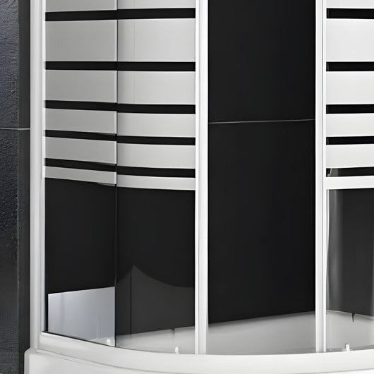 Ogomondo box doccia semicircolare bianco due ante cristallo temprato *** misure 87-89,5x87-89,5xh185 cm serigrafato, ...