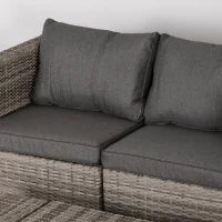 Salotto da Esterno in Rattan PE da 8 Pezzi, Set Mobili da Giardino Salvaspazio con Poltrone, Tavolini e Sgabelli, Grigio