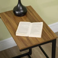 Tavolo da Caffè Set 2 Pezzi Annidati in MDF e Acciaio per Soggiorno e Camera da Letto, Nero e Noce