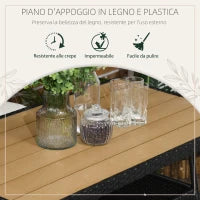 Set da Giardino con Tavolo e 4 Sedie da Esterno in Acciaio e Rattan PE, Nero