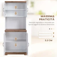 Dispensa Cucina in MDF con Armadietto Superiore e Inferiore a 2 Ante e Piano di Lavoro, 72x40x178 cm