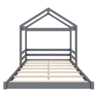 Letto Montessori per Bambini con Rete a Doghe, in Legno Ecologico e Atossico, senza Materasso, 140x200 cm, Grigio