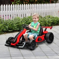 Go Kart Elettrico per Bambini 6-12 Anni 24V 12km/h con Seggiolino Regolabile, Rosso