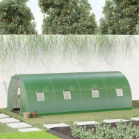 Serra da Giardino Tunnel 18 m², 8 Finestre, Porta Avvolgibile con Zip, Telaio Tubolare in Acciaio Zincato, Copertura PE Alta Densità, 6L x 3l x 2H m, Verde