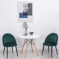 Set di 2 Sedie Sala da Pranzo, Sedie Cucina Moderne con Schienale a Conchiglia e Gambe in Metallo, Sedia in Velluto con Imbottita per Cucina, Camera da Letto, Ufficio e Soggiorno, Verde