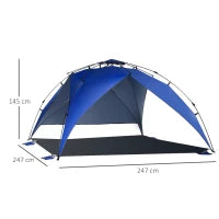Tenda da Spiaggia Pop Up per 4-6 Persone con Protezione UV, Borsa di Trasporto, 247x247x145cm, Blu