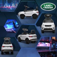 Macchina per Bambini con Licenza Land Rover 6V, Funzionamento Elettrico e a Spinta, Velocità 3km/h, Bianco