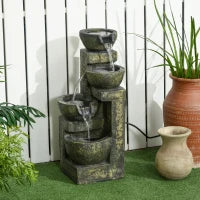 Fontana da gGardino d'Ornamento Zen con Portata Regolabile, Pompa ad Immersione Inclusa, 25L x 24l x 60H cm, Resina, Nero