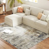 Tappeto per soggiorno, Poliestere, design artistico moderno, lavabile, Grigio