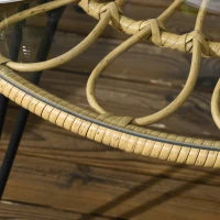 Set da Giardino 5 Pezzi in Rattan con Tavolo Rotondo Ø82x50 cm e 4 Sedie 72x72x75 cm con Cuscini