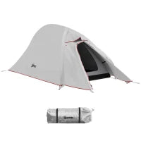 Tenda da Campeggio con Borsa da Trasporto, in Poliestere e Alluminio, 300x135x110 cm, Grigio Chiaro